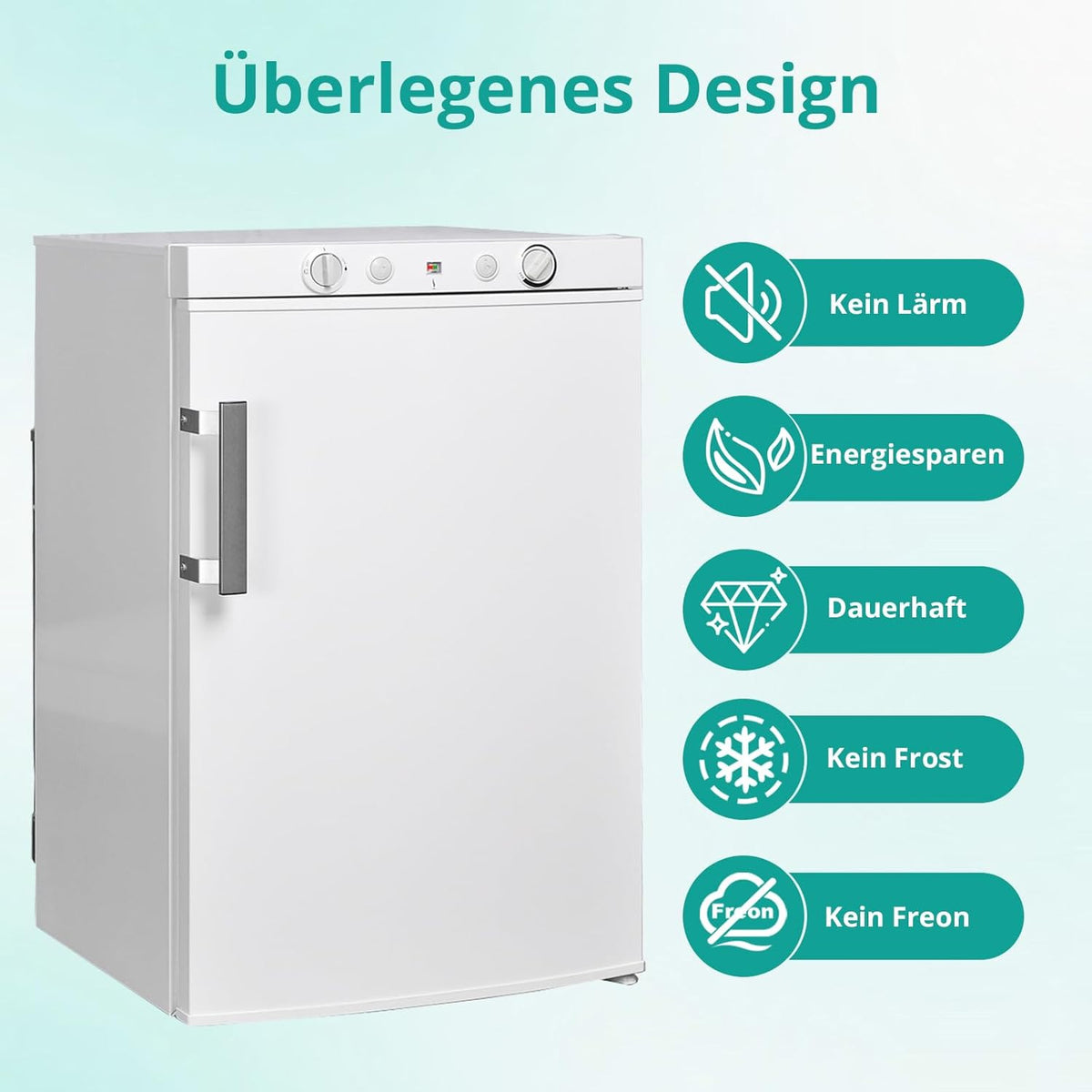 SMETA Frigorífico de Gas Trivalente 12 V / 230 V / Gas 100 L con Congelador, Blanco
