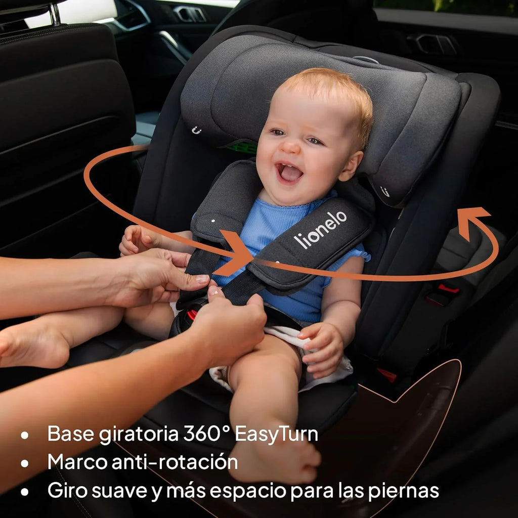 LIONELO Bastiaan RWF i-Size Silla de Coche Giratoria 360° de 40 a 150 cm, Isofix y Top Tether
