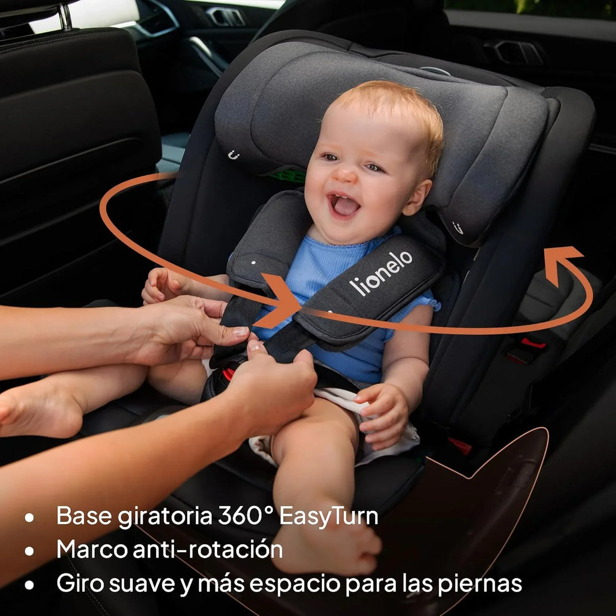 LIONELO Bastiaan RWF i-Size Silla de Coche Giratoria 360° de 40 a 150 cm, Isofix y Top Tether