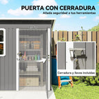 Outsunny Caseta de Jardín Metálica 2,55 m² 221 x 133 x 190 cm con Ventana y Cerradura, Gris Oscuro