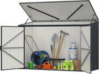GOPLUS Caseta de Jardín de Acero Galvanizado 1,9 m³ 193 x 86 x 127 cm con Doble Puerta y Cerradura