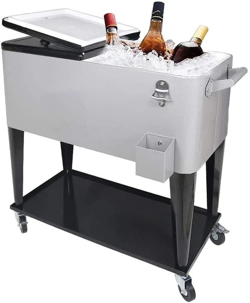 Carrito Nevera con Ruedas 80 Quart (75 L) para Terraza, Patio y Fiestas