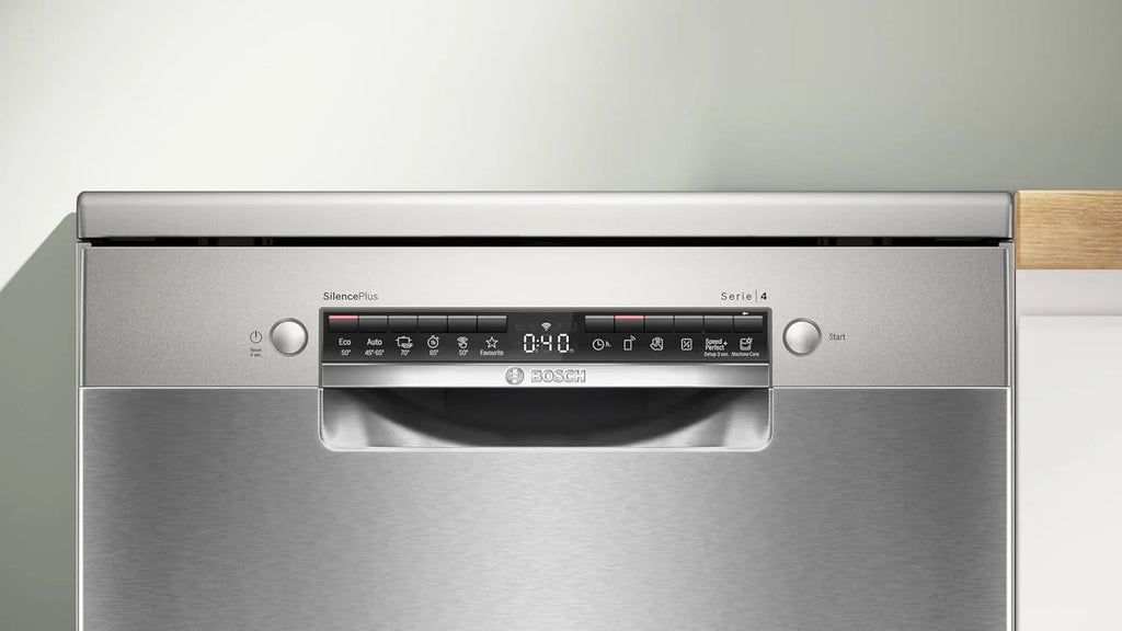 Bosch SMS4EMI06E Lavavajillas 60 cm Serie 4, Home Connect, Motor EcoSilence, Acero