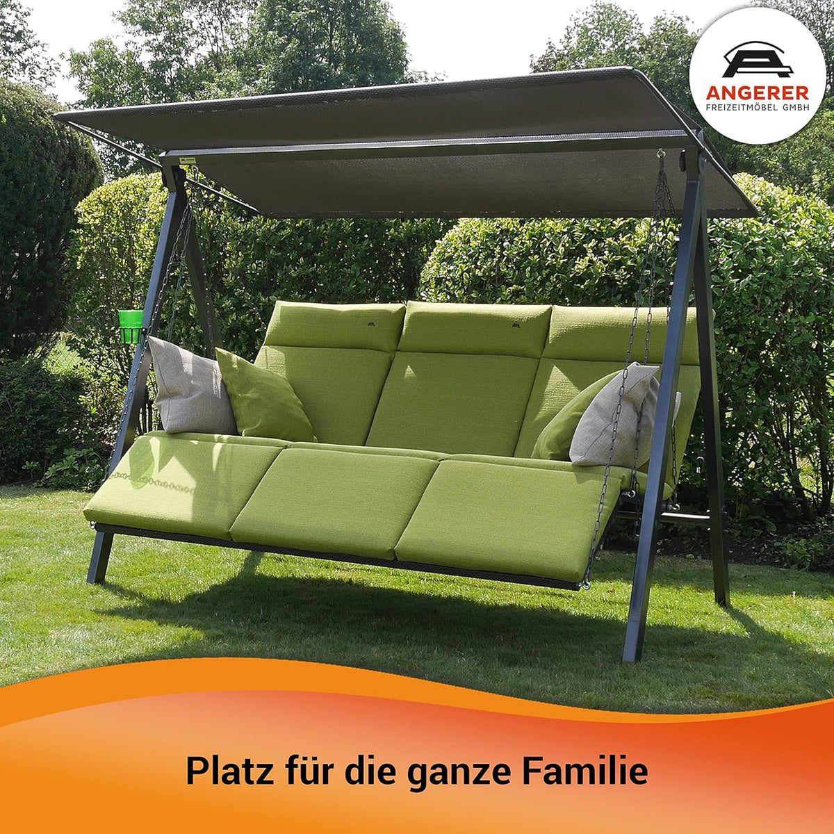Angerer Lounge Smart Balancín de Jardín con Techo, Convertible en Cama, Gris Ceniza