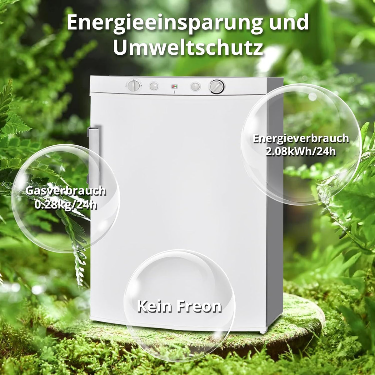 SMETA Frigorífico de Gas Trivalente 12 V / 230 V / Gas 100 L con Congelador, Blanco