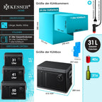 KESSER Nevera Portátil de Compresor Doble Zona hasta -20 °C con Pantalla Táctil, 12/24 V y 230 V