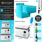 KESSER Nevera Portátil de Compresor Doble Zona hasta -20 °C con Pantalla Táctil, 12/24 V y 230 V