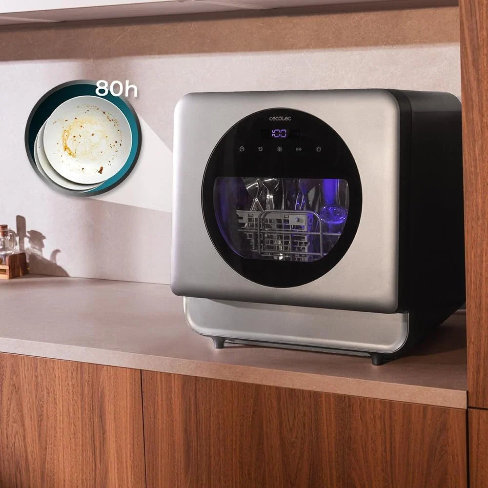 Cecotec Bolero Aguazero 1150 Dark Mini Lavavajillas de Sobremesa 3 Cubiertos, 6 Programas