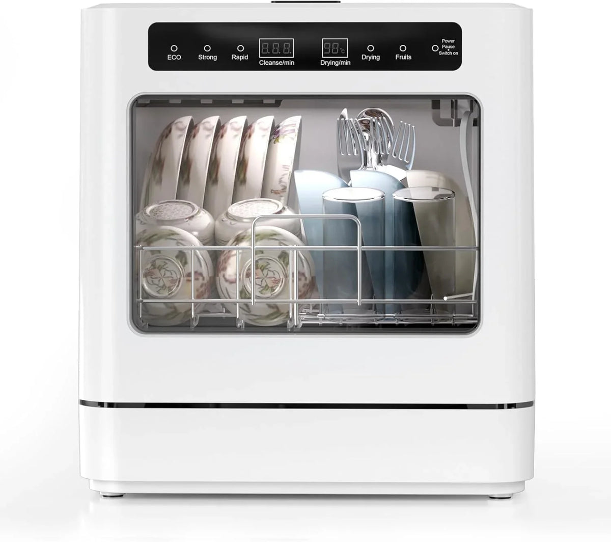 Mini Lavavajillas de Encimera 800 W con Depósito de 6 L, 6 Programas y Pantalla LED