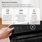 Bosch Cool Aire Acondicionado Portátil 3 en 1 con Modos Auto, Silencio y Noche