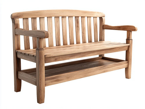 Banco de Jardín de Madera Maciza con Reposabrazos y Estante 150 x 60 x 90 cm Marrón