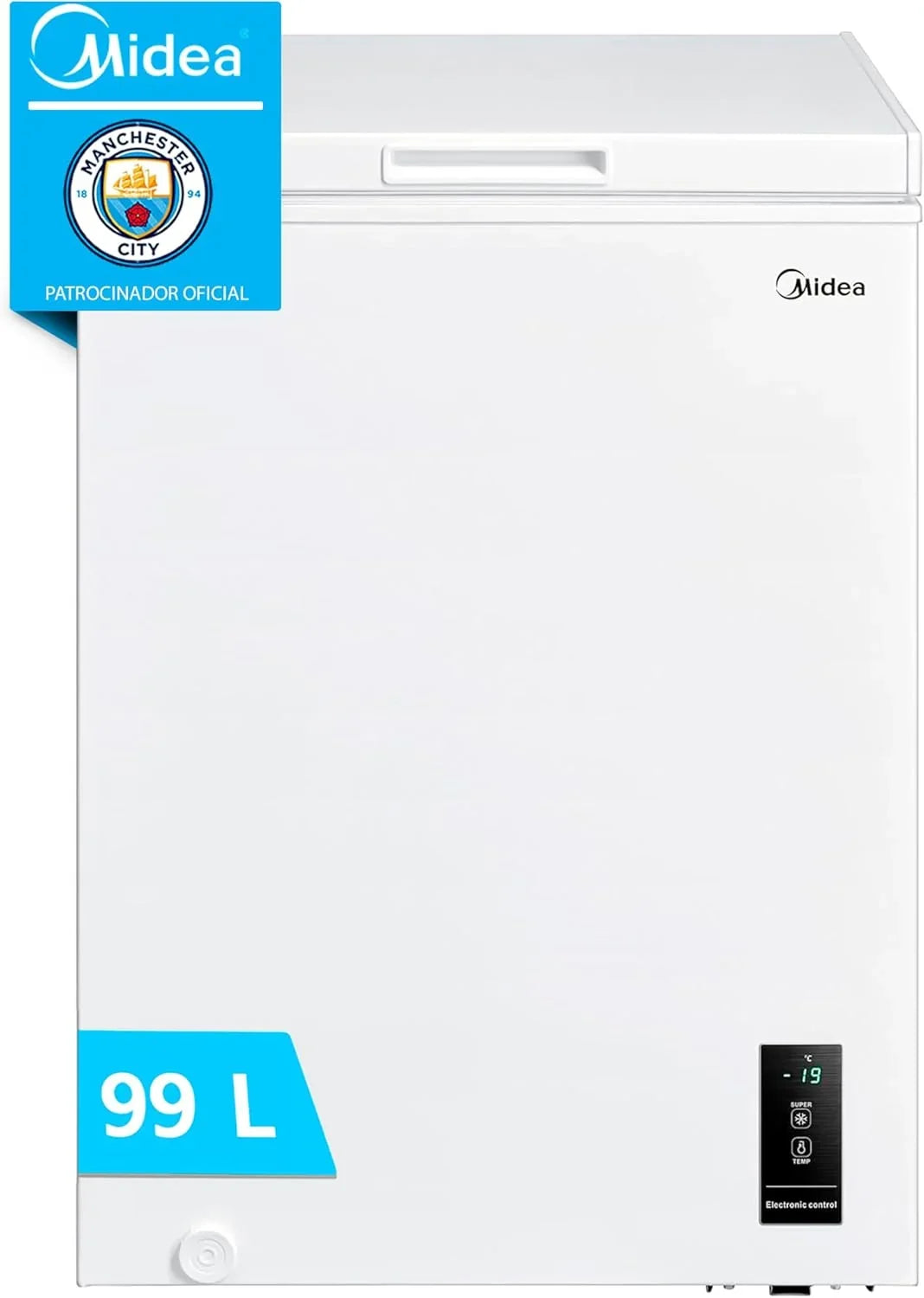 MIDEA Arcón Congelador Pequeño 99 L, Motor Inverter, Control Electrónico, Silencioso 39 dB, Blanco