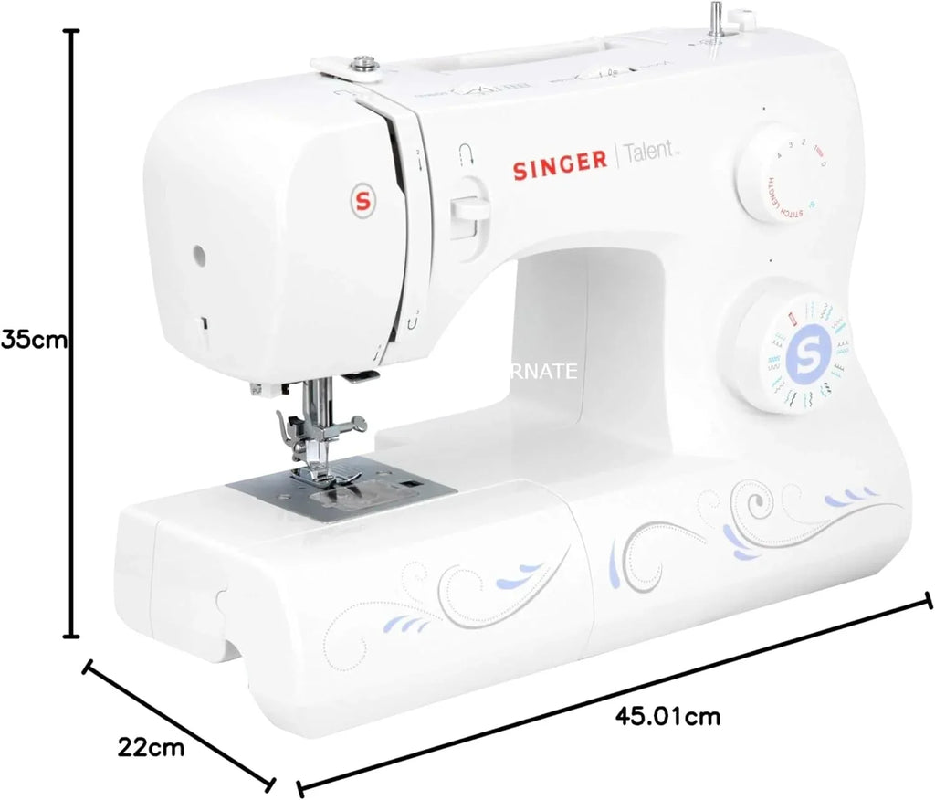 Singer Talent 3323 Máquina de Coser Mecánica 30 Puntadas, Ojal Automático y Enhebrador, Blanca