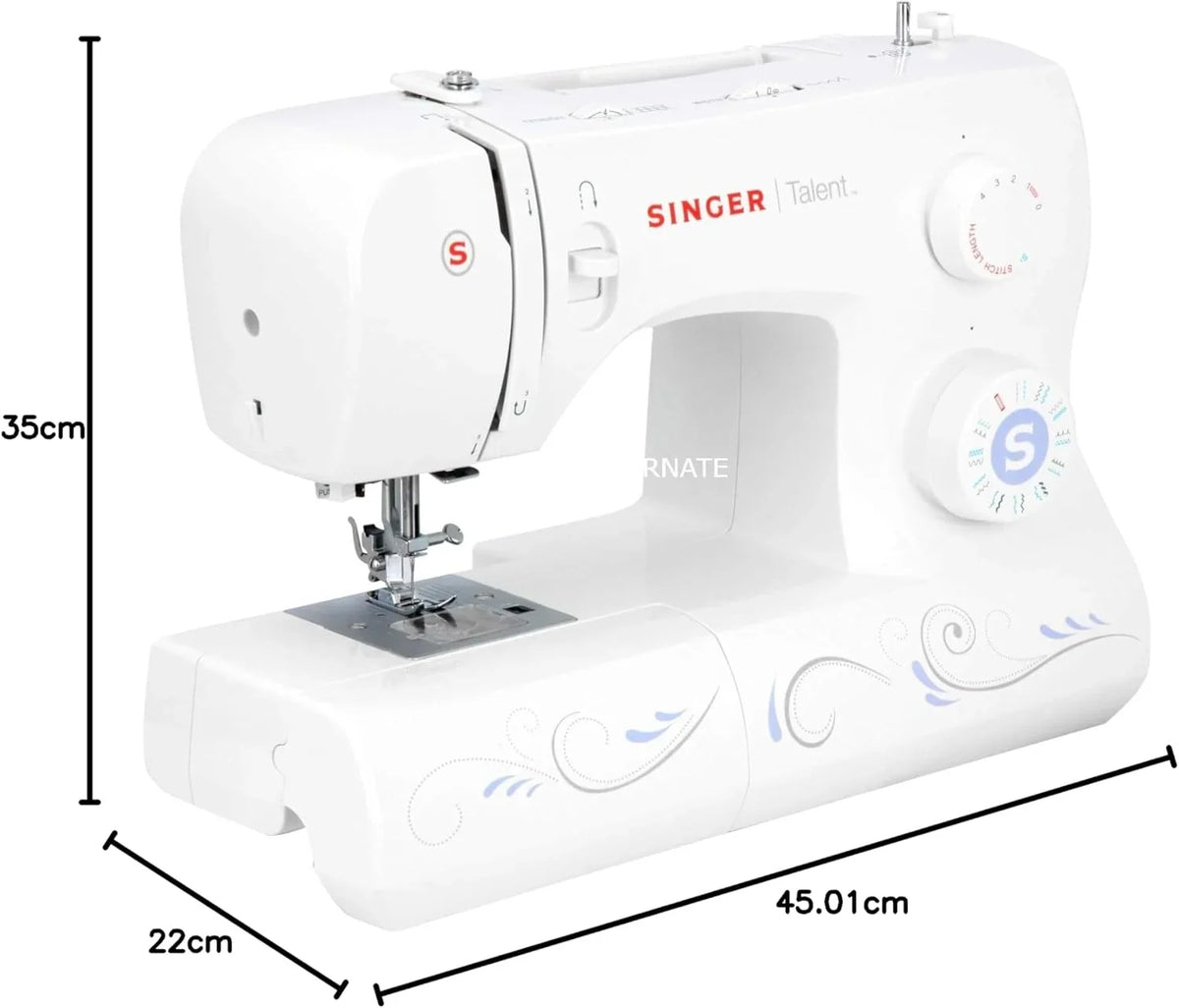 Singer Talent 3323 Máquina de Coser Mecánica 30 Puntadas, Ojal Automático y Enhebrador, Blanca