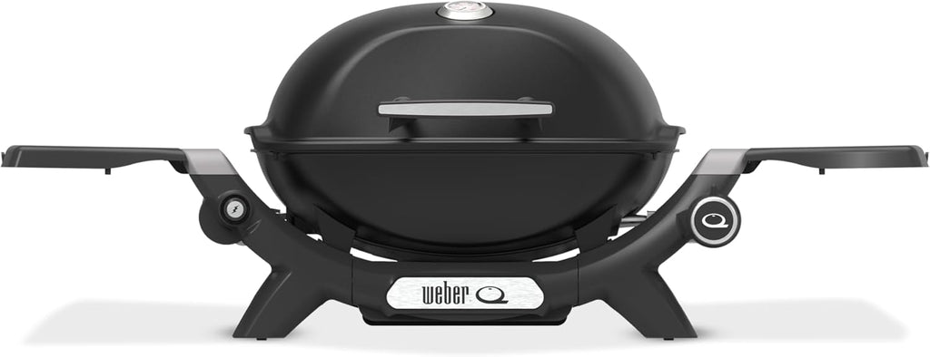 Weber Q 1200N Barbacoa de Gas Portátil con Mesas Laterales y Termómetro, Negro Medianoche