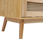 Soweiz Armario de 2 Puertas con Barra y Ratán PE, Natural, para Dormitorio o Salón