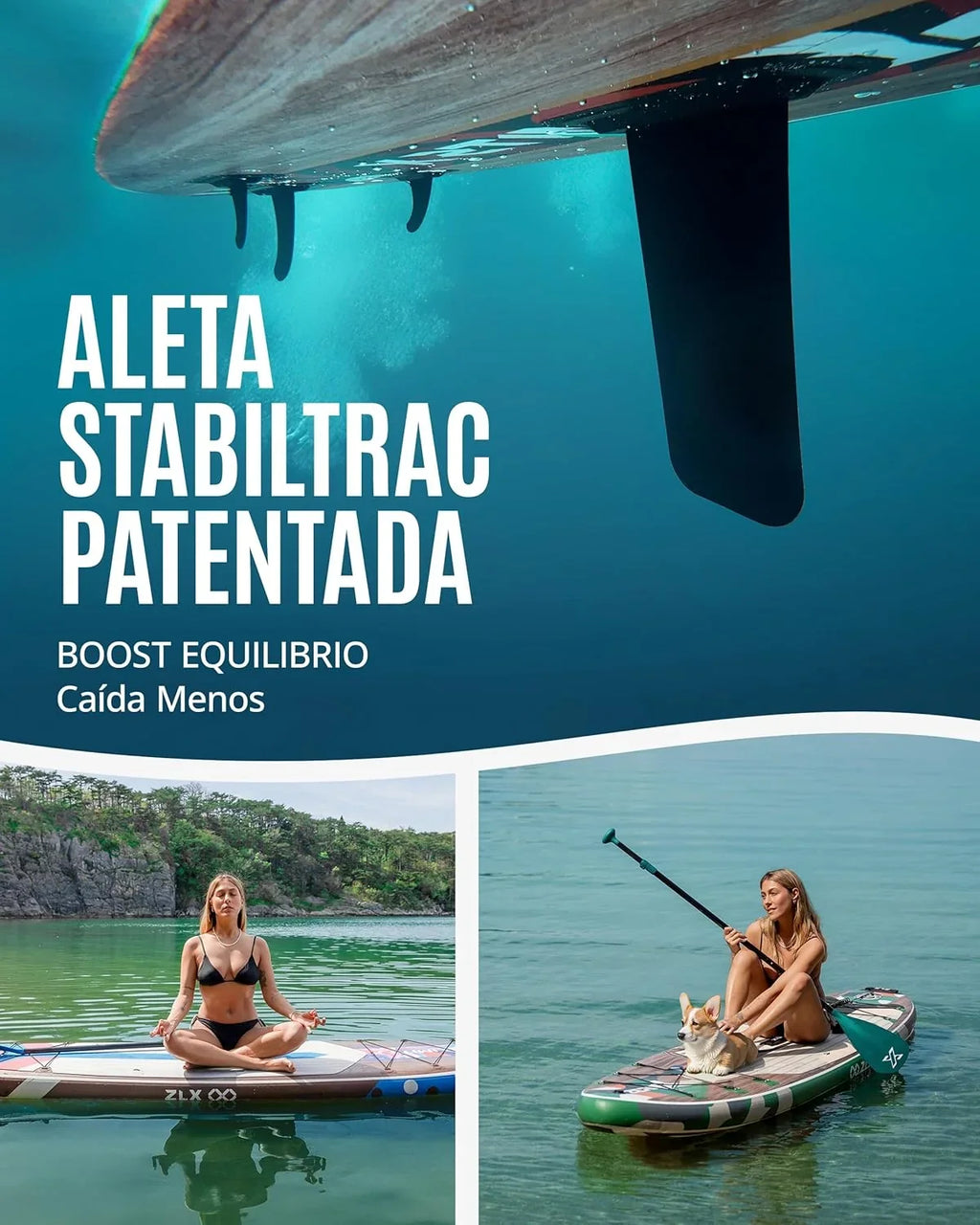 ZLX Tabla de Paddle Surf Hinchable 320 cm con Asiento de Kayak, hasta 204 kg, Antideslizante