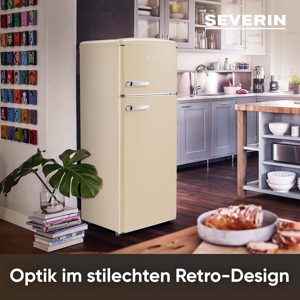 SEVERIN RKG 8933 Frigorífico Combi Retro 206 L con Congelador 4 Estrellas