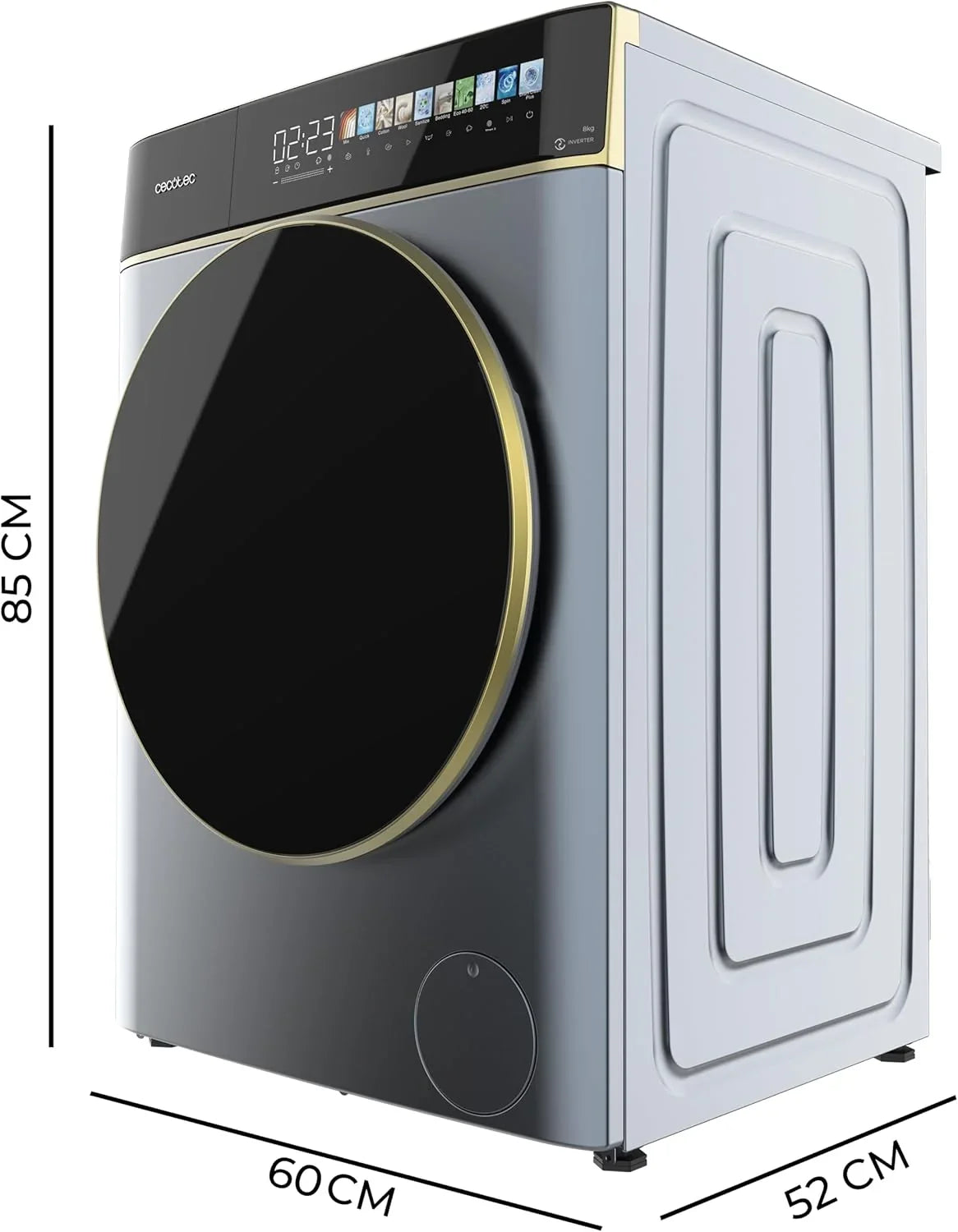 Cecotec Bolero Wash&Dry 85900 Inverter Titanium Lavadora Secadora 8/5 kg, 1400 rpm, Pantalla FullColor