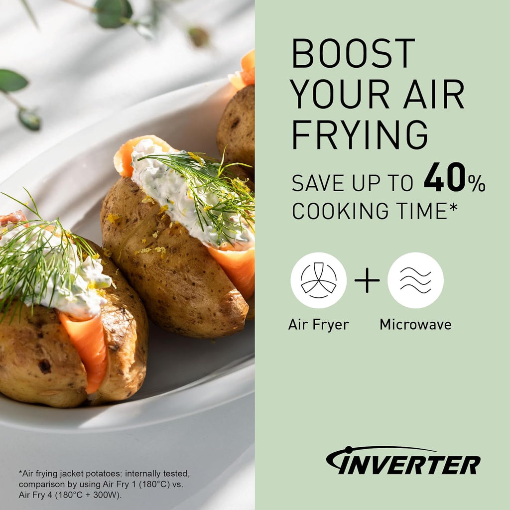 Panasonic NN-CD58RSEPG Microondas Combi 4 en 1 de 27 L con Air Fryer, Grill 1300 W e Inverter