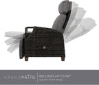 Grand Patio Sillón Reclinable de Ratán con Cojines para Interior y Exterior, Gris Oscuro
