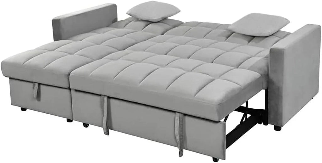 IBERA HOME Kris Sofá Cama Chaise Longue Reversible 210 x 145 cm con Arcón, Terciopelo Gris