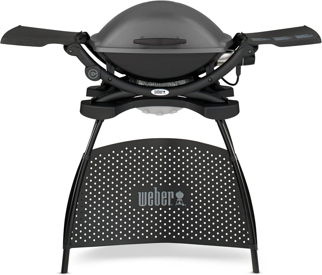 Weber Q 2400 Barbacoa Eléctrica con Soporte y Mesas Laterales, 54 x 39 cm, Dark Grey
