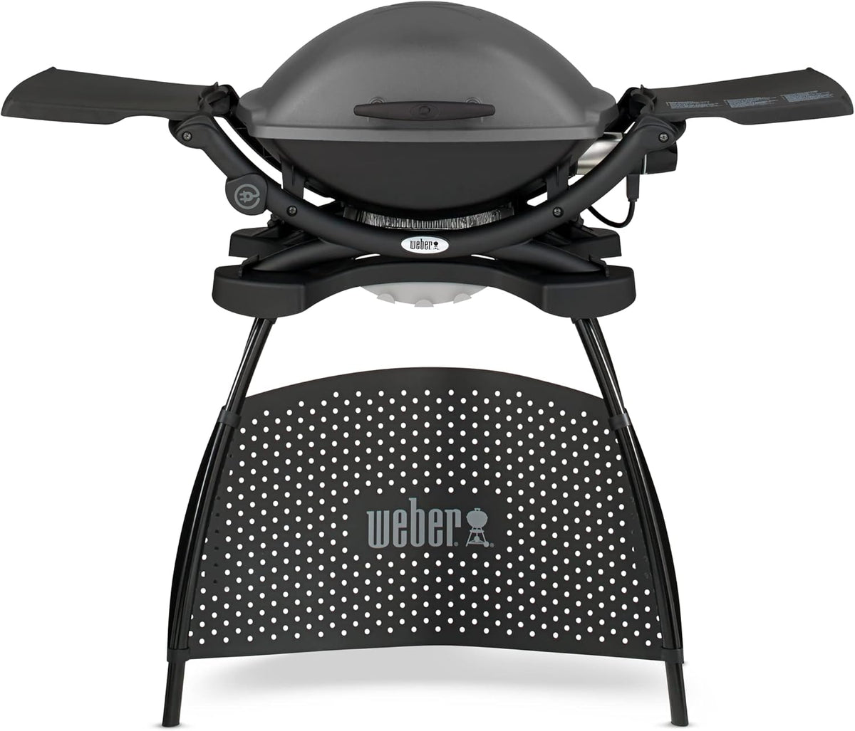 Weber Q 2400 Barbacoa Eléctrica con Soporte y Mesas Laterales, 54 x 39 cm, Dark Grey
