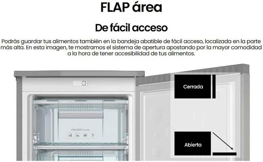 INFINITON CV-A85I Congelador Vertical 80 L, 85 cm, 3 Cajones, Puerta Reversible, Inox