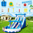 Castillo Hinchable XXL con 2 Toboganes de Agua, Piscina y Rocódromo, 630 x 290 x 285 cm