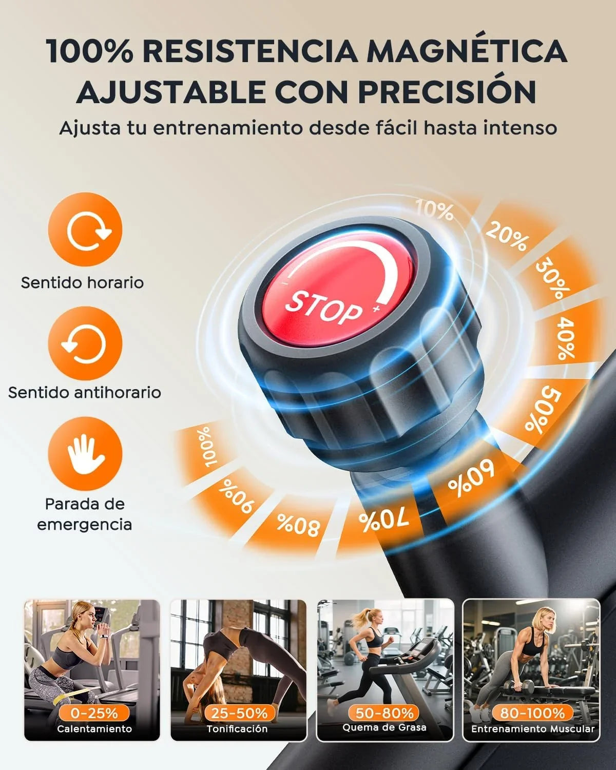 Bicicleta Estática para Casa con App, Resistencia Magnética 0-100%, Pantalla LED, hasta 160 kg