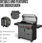 Enders Hyde 6 SIKR Turbo Barbacoa de Gas de Acero Inoxidable 6 Quemadores, Zona Turbo 800 °C