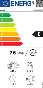 Bosch SPV2IKX10E Lavavajillas Integrable 45 cm Serie 2 con Home Connect y AquaStop