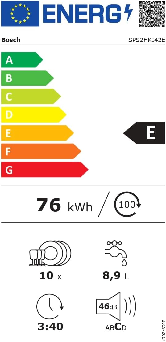Bosch SPV2IKX10E Lavavajillas Integrable 45 cm Serie 2 con Home Connect y AquaStop