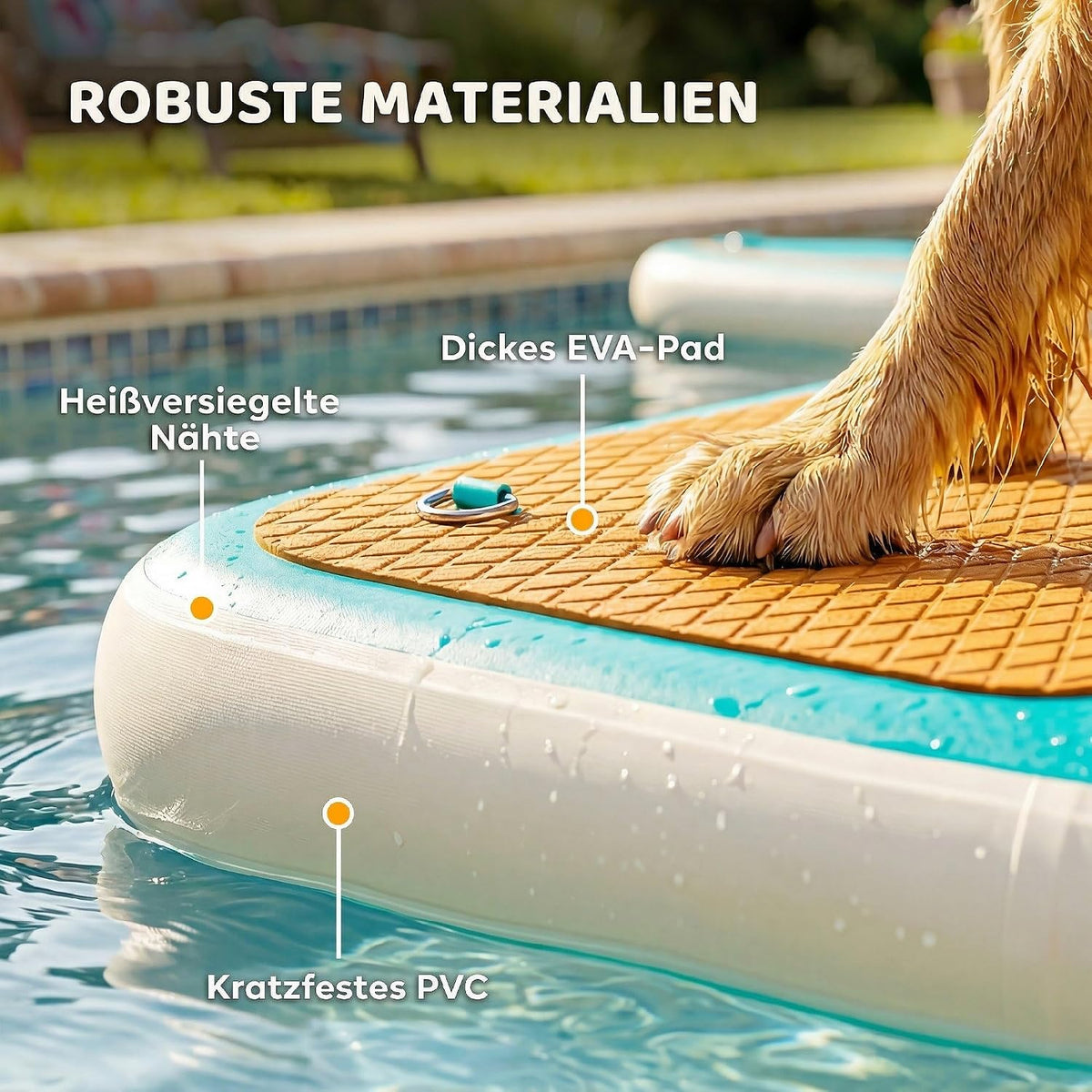 PawHut Rampa Hinchable para Perros 151 x 102 cm para Piscina, Lago y Barco, hasta 100 kg
