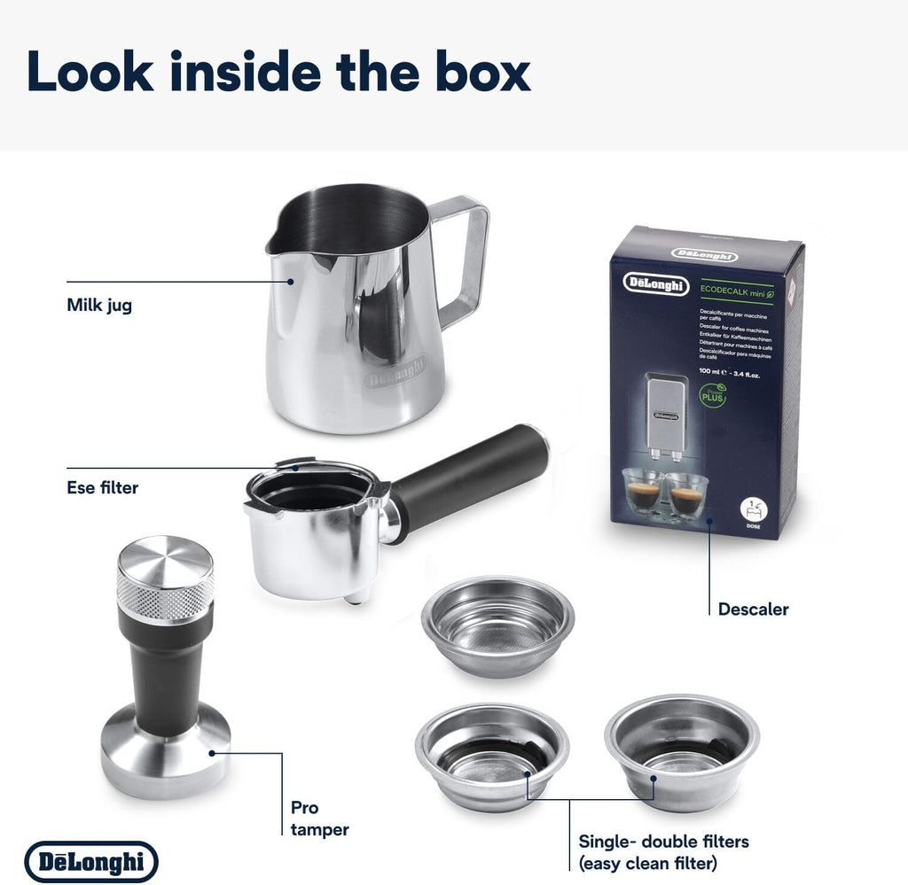 De'Longhi Dedica Style EC 685.M Cafetera Espresso de Brazo con Vaporizador, 15 cm, Plata