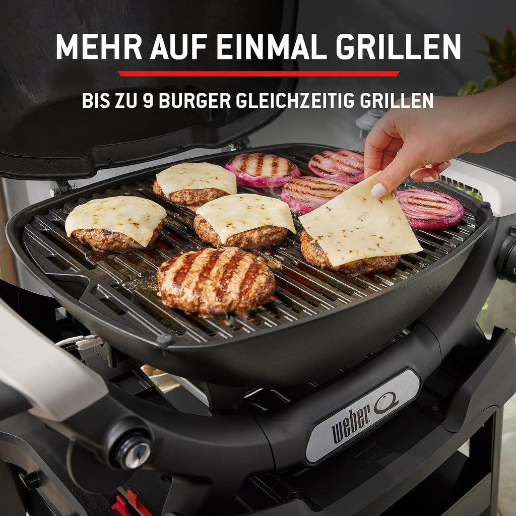 Weber Q 1100N Barbacoa de Gas Portátil con Encendido Electrónico, Negro Medianoche