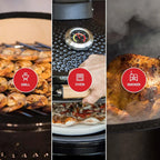 Kamado BONO Barbacoa Kamado Grande XXL Ø 59 cm Cerámica Roja con Accesorios y Ruedas
