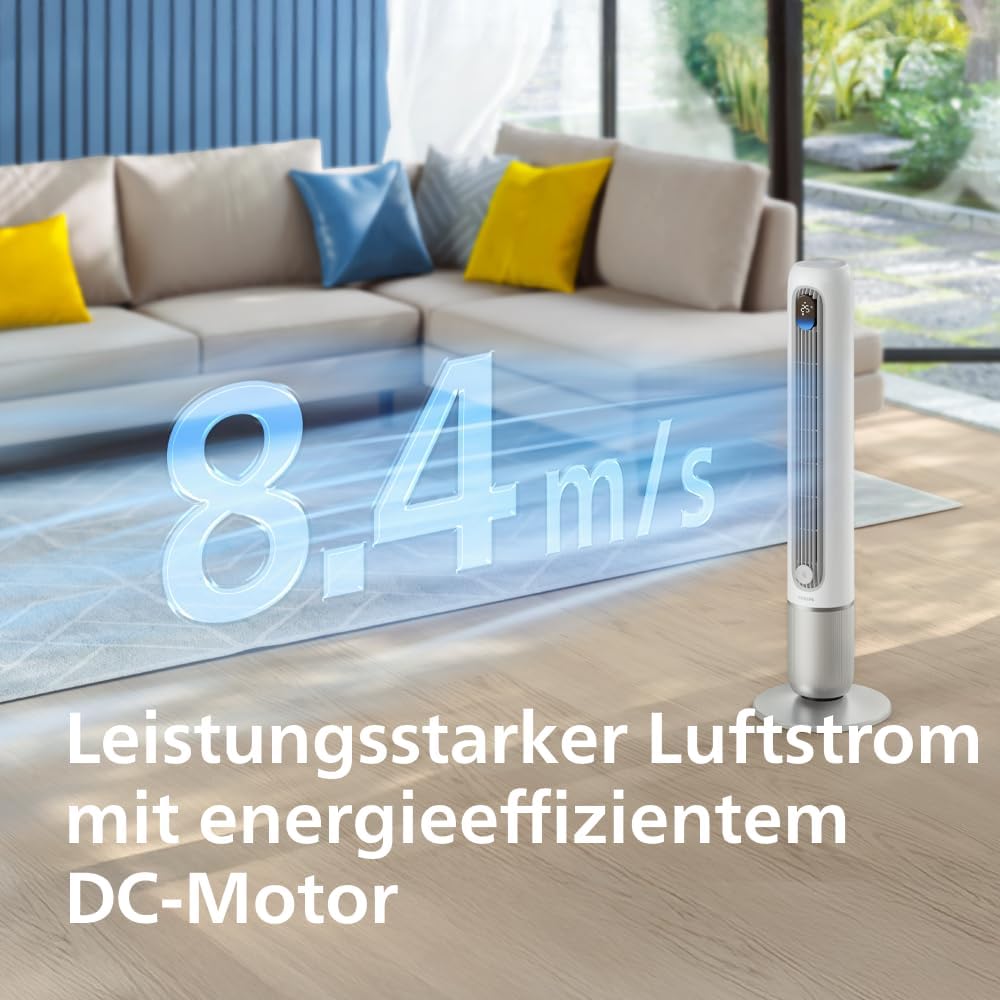 Philips Serie 7000 CX7550/00 Ventilador de Torre Inteligente 22 dB, WiFi y App