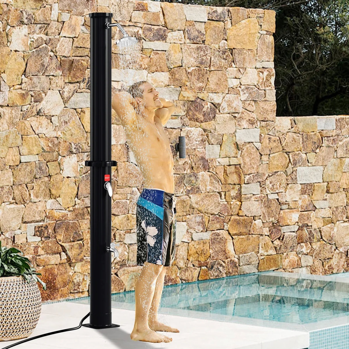 Sonnewelt Ducha Solar de Jardín 60 L con Funda y Ducha de Mano