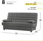 SHIITO Romeo Sofá Cama 3 Plazas Clic-Clac con Arcón y 2 Cojines, Gris Oscuro