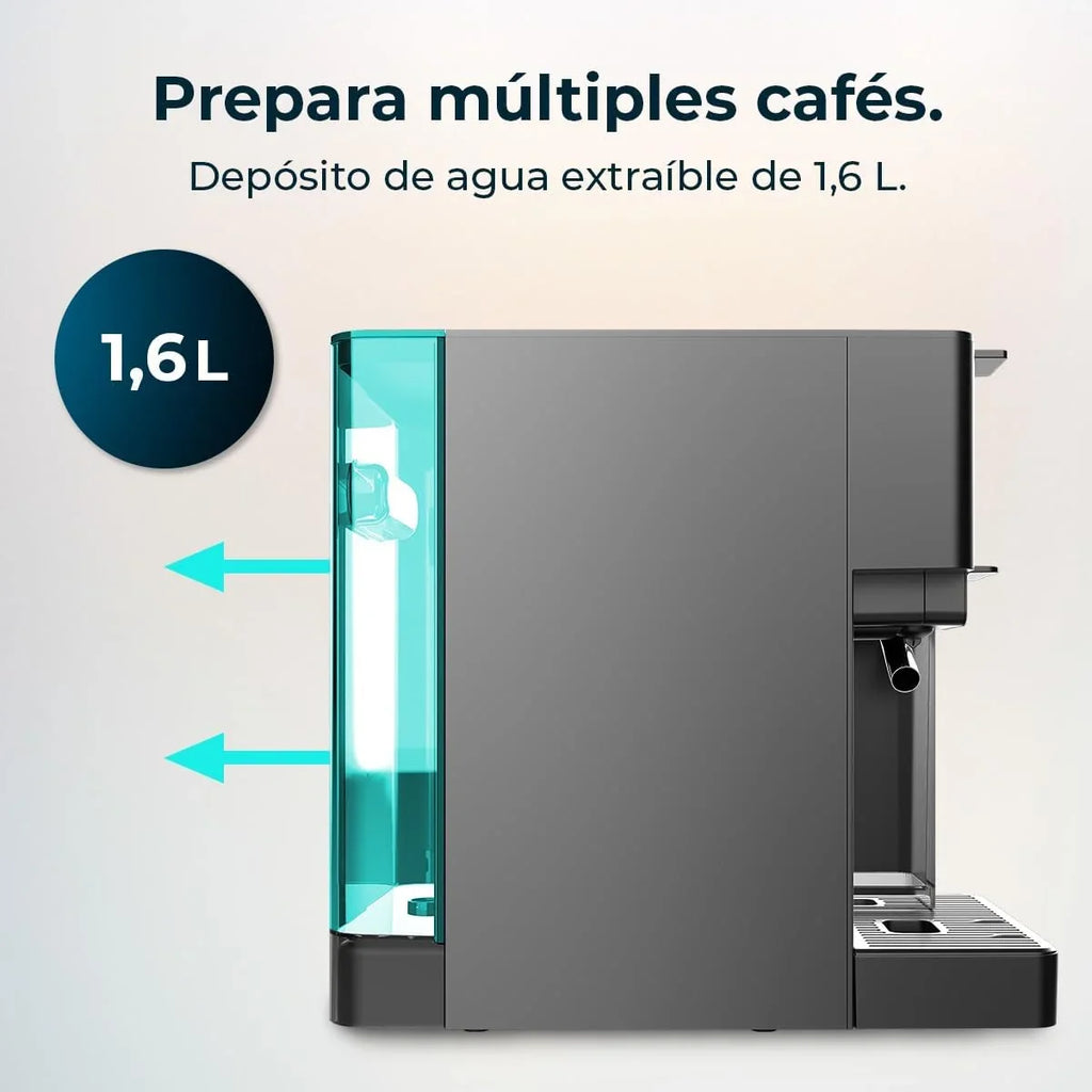 Cecotec FreeStyle Latte Cafetera Multicápsula 20 Bares con Depósito de Leche, 1350 W
