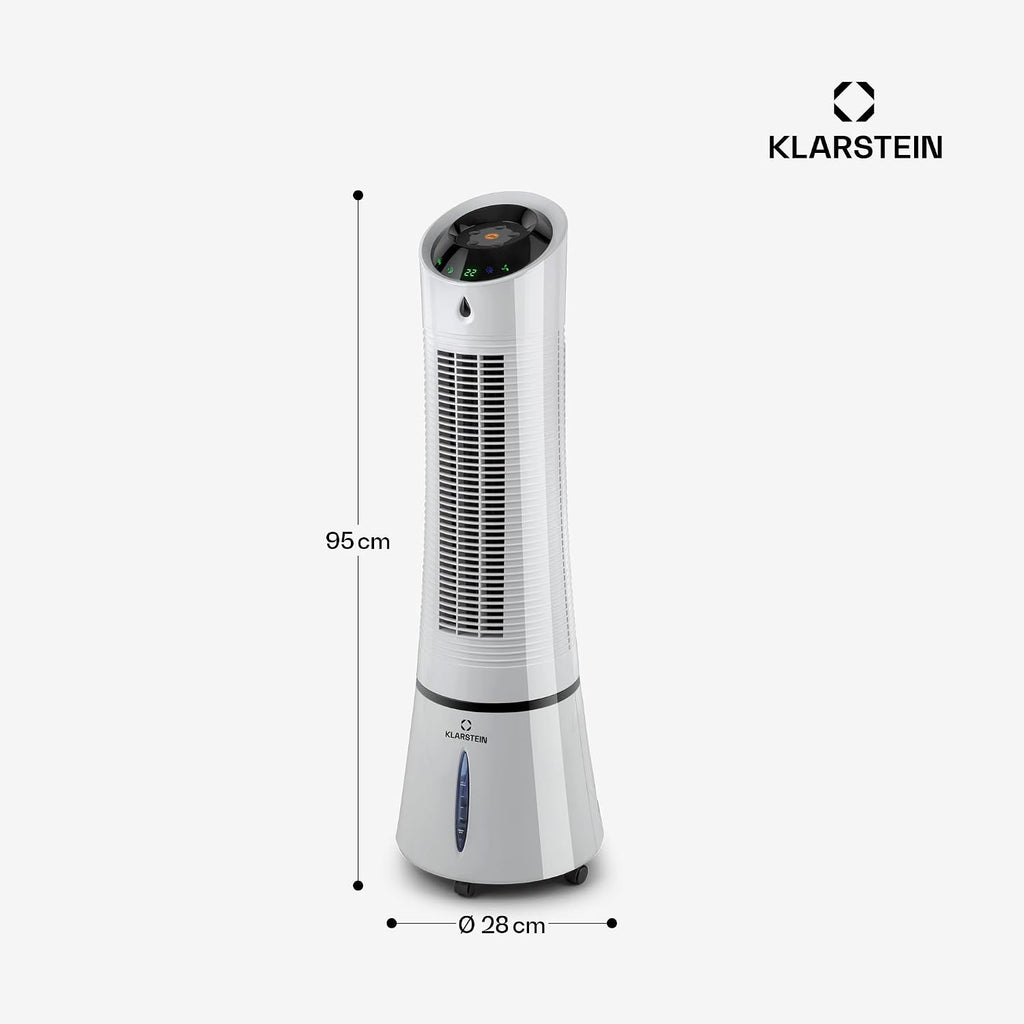 Klarstein Climatizador Evaporativo 4 en 1 con Humidificador e Ionizador, 6 L, 30 W, Plata