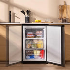 Cecotec Bolero CoolMarket TF 97 Inox Congelador Vertical 97 L, 3 Cajones, Puerta Reversible