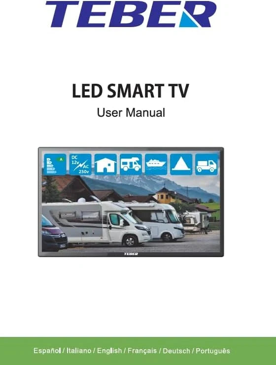 TEBER Smart TV 22" Full HD Android con Alimentación 12 V y 230 V para Autocaravanas, Caravanas y Barcos
