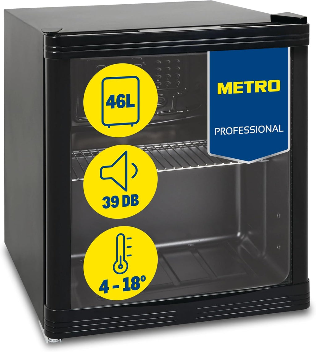 METRO Professional GPC1046 Mini Nevera con Puerta de Cristal 46 L, Negra