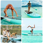 FBSPORT Tabla de Paddle Surf Hinchable 15 cm de Grosor con Remo de Aluminio y Bomba, Verde