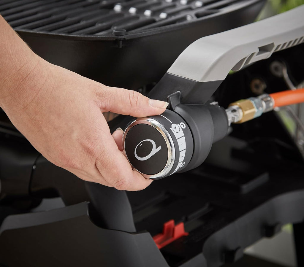 Weber Q 1200N Barbacoa de Gas Portátil con Mesas Laterales y Termómetro, Negro Medianoche