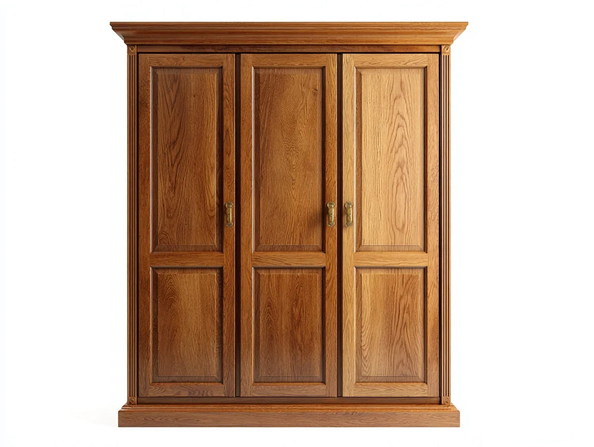 Armario de 3 Puertas de Madera 150 x 60 x 200 cm Marrón, Estilo Clásico para Dormitorio