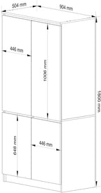 AKORD S90 Armario 4 Puertas Roble Artisan y Blanco 90 x 51 x 180 cm